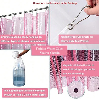 Pretty in Pink: Irregular Shape Transparent Shower Curtain - Multiple Sizes Available