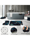 Sky Blue Honeycomb Marble 4-Piece Bathroom Set with Shower Curtain and Rugs