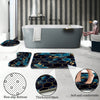 Sky Blue Honeycomb Marble 4-Piece Bathroom Set with Shower Curtain and Rugs