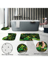 Green Honeycomb Marble 4-Piece Bathroom Shower Curtain Set with Rugs and Hooks