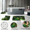 Green Honeycomb Marble 4-Piece Bathroom Shower Curtain Set with Rugs and Hooks