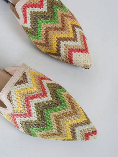 Colorful Holiday Flair: Stylish Woven Grass Pointed Toe Flats for Women