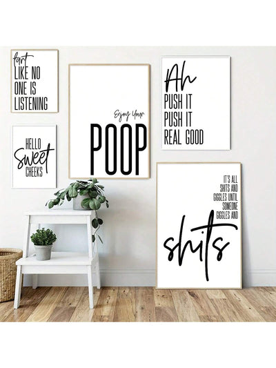 Whimsical Bathroom Quotes Wall Art Set - Add Some Personality to Your Space!
