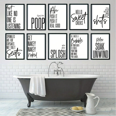 Whimsical Bathroom Quotes Wall Art Set - Add Some Personality to Your Space!