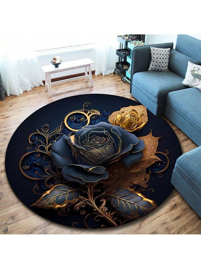Charming Rose Flower Round Carpet: A Delicate Touch of Elegance for Your Home Decor