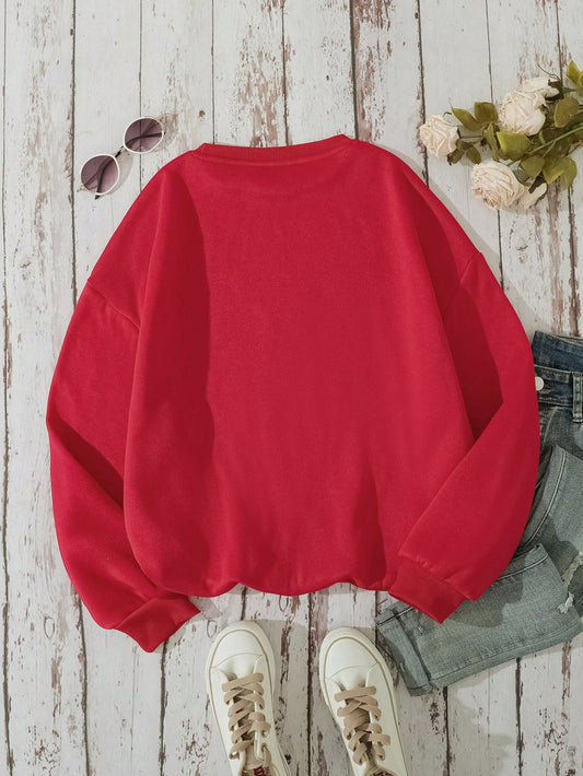 Women's Statement Letter Print Drop Shoulder Sweatshirt: Stay Cozy and Trendy