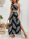 Create your own tropical paradise with this versatile set. The backless cami top and split thigh skirt are perfect for warm weather and can be paired together or mixed and matched with other pieces. Made with high-quality materials for comfort and <a href="https://canaryhouze.com/collections/women-dresses" target="_blank" rel="noopener">style</a>.