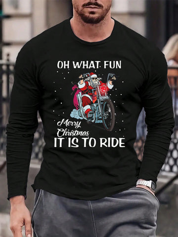 Festive Vibes: Men's Christmas Printed Long Sleeve T-shirt