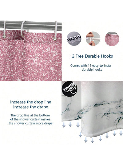 Pink Marble Bathroom Shower Curtain Set: Complete Bathroom Decor Package with Rugs and Mats