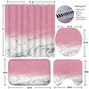 Pink Marble Bathroom Shower Curtain Set: Complete Bathroom Decor Package with Rugs and Mats