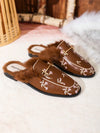 Brown Embroidered Half Slippers: Stylish and Comfortable Flats for Women