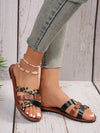 Stylish Leopard Print Women's Sandals: Comfortable Summer Casuals with Ankle Strap and Flat Heels