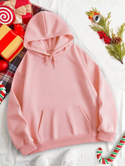 Christmas Printed Fleece Drawstring Hoodie