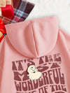 Christmas Printed Fleece Drawstring Hoodie