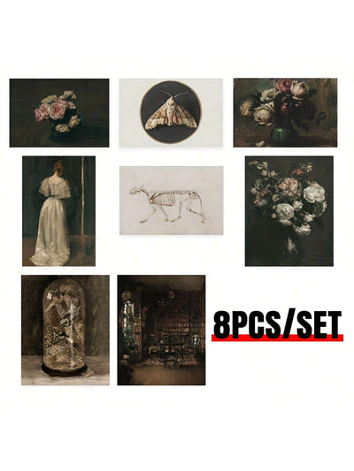8pcs Canvas Poster Collection: Moody Victorian Paintings for Vintage Dark Academia Aesthetic Decor