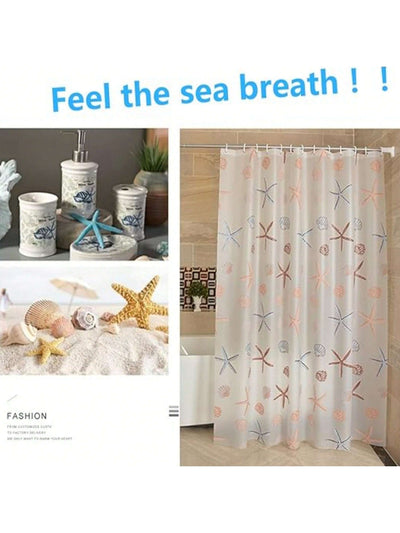 Starfish Splash: Waterproof and Mildew-Proof Shower Curtain with Metal Grommets