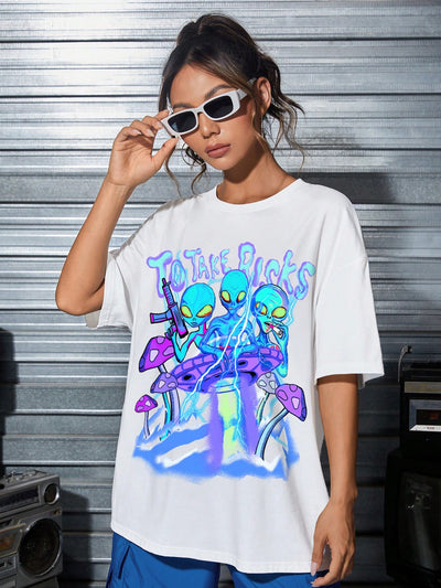 Out of This World: Women's Alien Slogan Print T-shirt