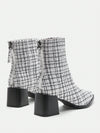 Chic and Stylish: Tweed Pointed Toe Short Boots