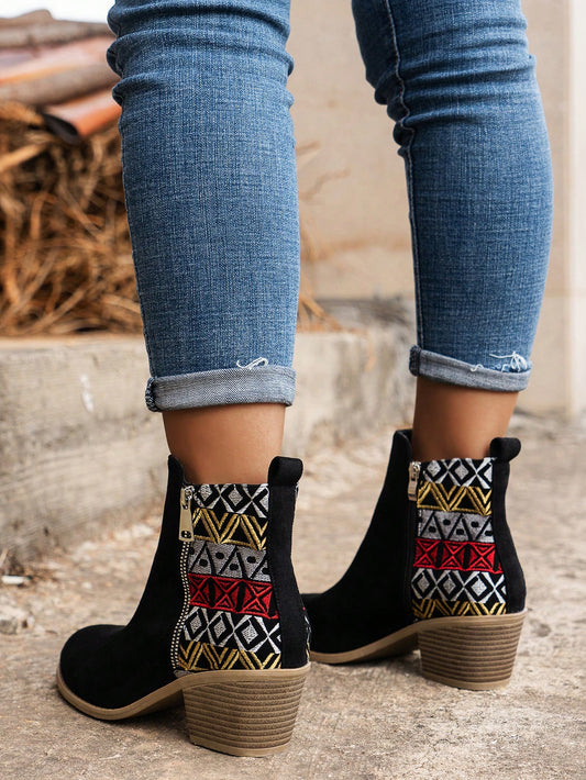 Introducing Western Chic: Embroidered Chunky Heel <a href="https://canaryhouze.com/collections/women-boots" target="_blank" rel="noopener">Boots</a> for the Fashionable Woman. These stylish boots combine western flair with a trendy chunky heel for a versatile and fashion-forward look. Crafted with beautiful embroidered details, they are perfect for adding a touch of sophistication to any outfit. Elevate your style with these must-have boots.