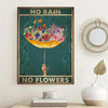 Whimsical Garden Flower Umbrella Canvas Painting for Home Décor