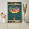 Whimsical Garden Flower Umbrella Canvas Painting for Home Décor