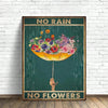 Whimsical Garden Flower Umbrella Canvas Painting for Home Décor