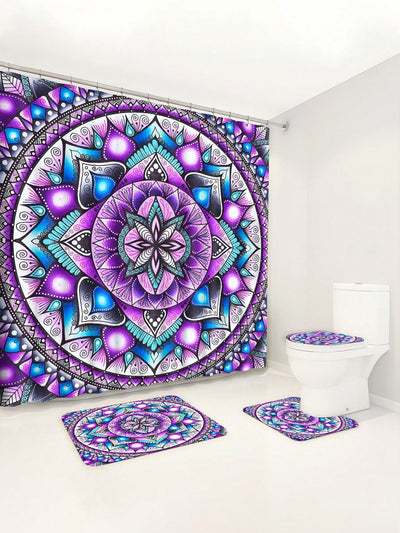 Bohemian Bliss Bathroom Set: Shower Curtain, Bath Mat, Toilet Cover