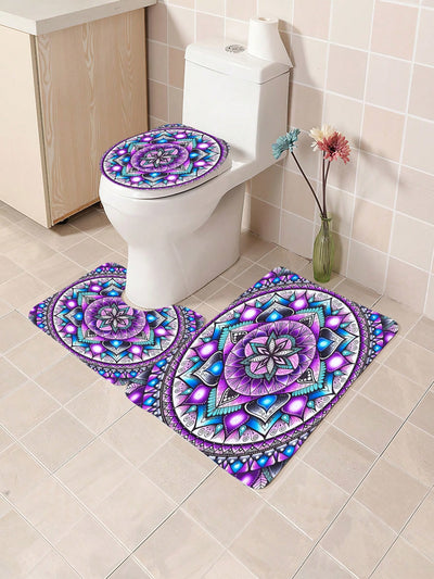 Bohemian Bliss Bathroom Set: Shower Curtain, Bath Mat, Toilet Cover