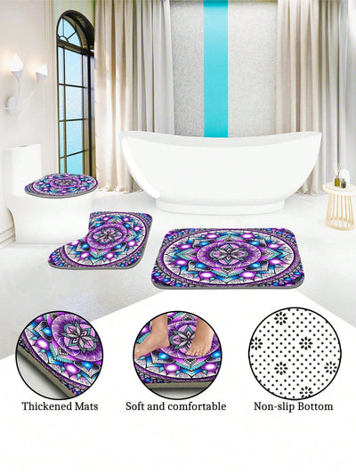 Bohemian Bliss Bathroom Set: Shower Curtain, Bath Mat, Toilet Cover