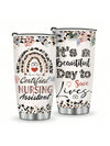 This personalized nurse <a href="https://canaryhouze.com/collections/tumblers" target="_blank" rel="noopener">tumbler</a> is the perfect gift for nursing students and professionals. Keep your drinks at the perfect temperature while showing off your profession with a customizable tumbler. Made with durable materials and a sleek design, this tumbler is a practical and stylish choice for any nurse.