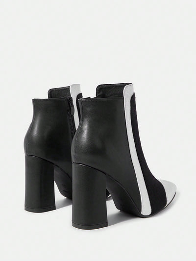 Cozy and Stylish: Fall/Winter Pointed Toe Short Boots With Chunky Heels