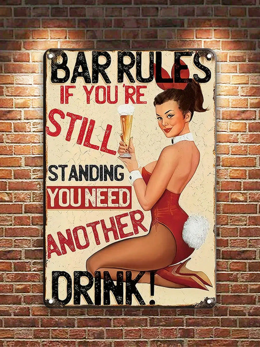 Vintage Tin Sign: A Funny Metal Wall Art for Vintage Lovers - Perfect for Bars and Coffee Shops!