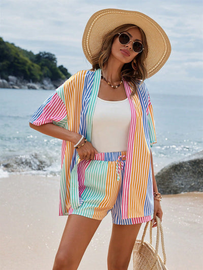Tropical Paradise:  Summer Kimono Shirt and Shorts Set
