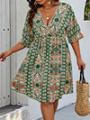 Boho Chic: Plus Size Printed Bell Sleeve Dress