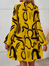 Chic Statement: Women's Lantern Sleeve Dress with All-Over Printed Pattern