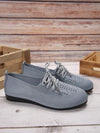 Chic and Comfy: Lace-Up Knitted Mesh Casual Flat Shoes in Gray