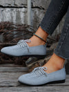 Chic and Comfy: Lace-Up Knitted Mesh Casual Flat Shoes in Gray