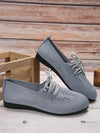 Chic and Comfy: Lace-Up Knitted Mesh Casual Flat Shoes in Gray