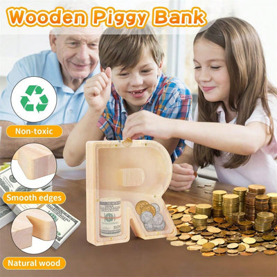 Exquisite Wooden Transparent Alphabet Piggy Bank: The Ultimate Gift for Babies and Couples