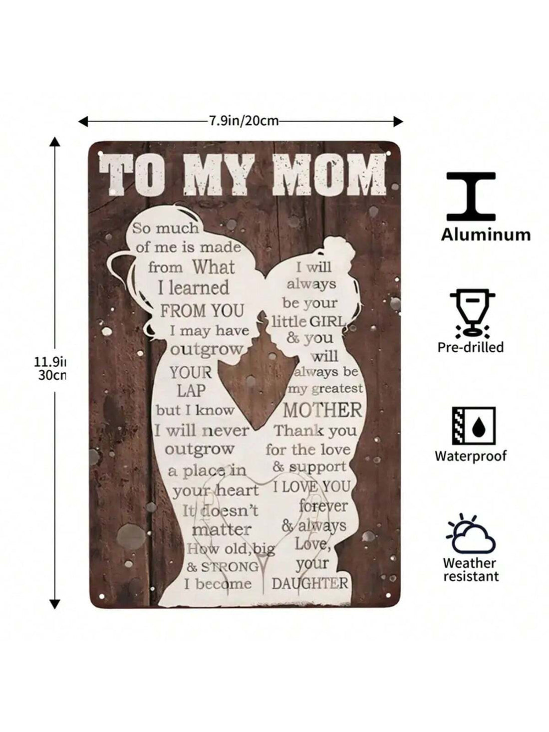 Show your appreciation for Mom with this <a href="https://canaryhouze.com/collections/metal-arts" target="_blank" rel="noopener">vintage metal</a> tin sign. Featuring a heartfelt message from a daughter, this sign makes a thoughtful gift that she will cherish for years to come. Perfect for Mother's Day, birthdays, or just to show your love. Order yours today!