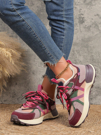 Retro Chic Patchwork Sneakers: Stylish Athletic Shoes for Spring and Autumn