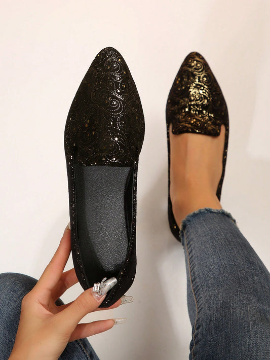 Expertly crafted with shiny gold silk and intricate beading details, these loafers are the perfect fashion statement. The pointed toe adds a touch of sophistication while the comfortable fit makes them perfect for all-day wear. Elevate any outfit with these stylish and unique shoes.