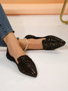 Shiny Gold Silk and Beading Detailed Pointed Toe Loafers: The Perfect Fashion Statement