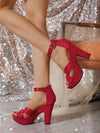 New Arrivals: Chunky Heel Waterproof Platform Peep Toe Sandals - Elevate Your Style with 11.<br>3cm High Heels!