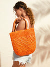 Sun-Kissed Vibes: Orange Double Handle Straw Bag - Ideal for Summer Beach Travel and Outdoor Holidays