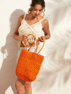 Sun-Kissed Vibes: Orange Double Handle Straw Bag - Ideal for Summer Beach Travel and Outdoor Holidays