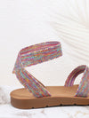 Sparkle and Shine: Women's Fashionable Colorful Glitter Flat Sandals for Summer