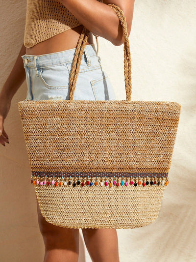 Introducing our <a href="https://canaryhouze.com/collections/canvas-tote-bags" target="_blank" rel="noopener">Woven Summer Beach Tote</a>, your must-have vacation companion. Made with quality woven material, it is stylish, durable, and perfect for carrying all your necessities. Enjoy your time at the beach worry-free, with this versatile tote that combines fashion and function.