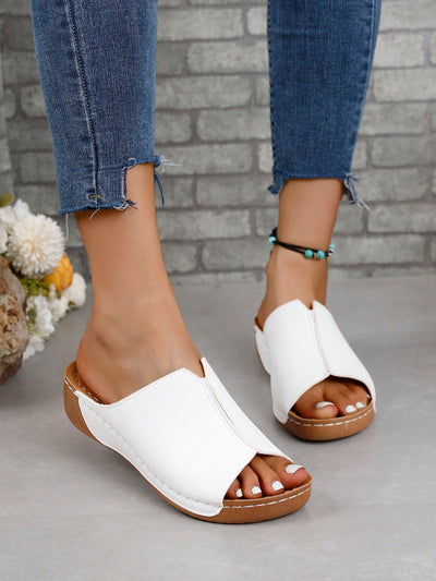 Stylish Summer Platform Wedge Sandals: Elevate Your Style with Black & White Slip-Ons