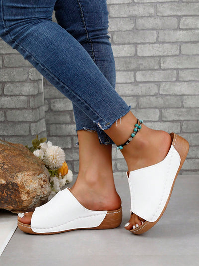 Stylish Summer Platform Wedge Sandals: Elevate Your Style with Black & White Slip-Ons